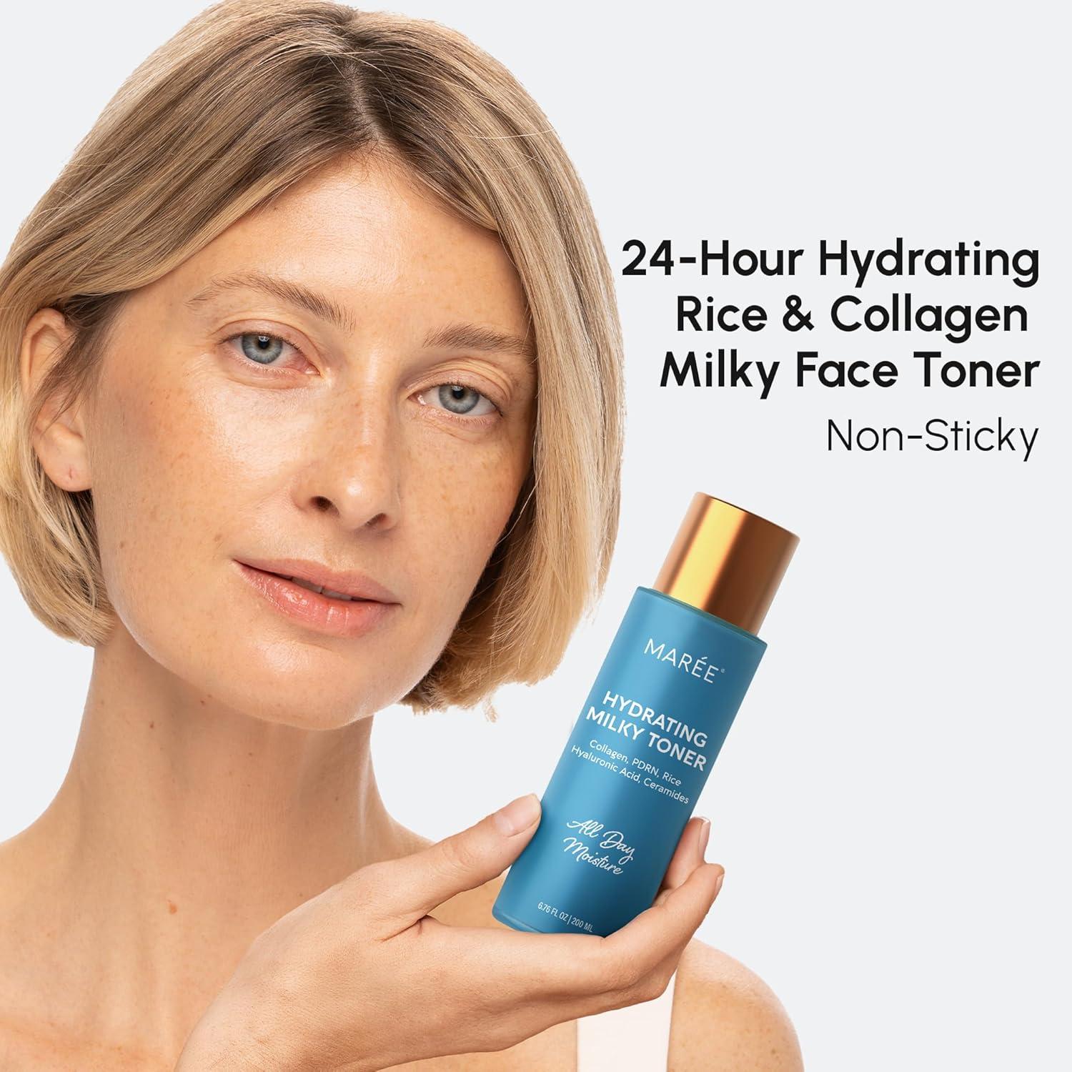 MAREE Exfoliating Toner with Salicylic Acid – AHA BHA Face Exfoliant & Pore Cleaner – BHA Liquid Exfoliant for Sebum & Dead Skin Care Remover – Face Exfoliator – Acido Salicilico Exfoliante Facial(Milky)