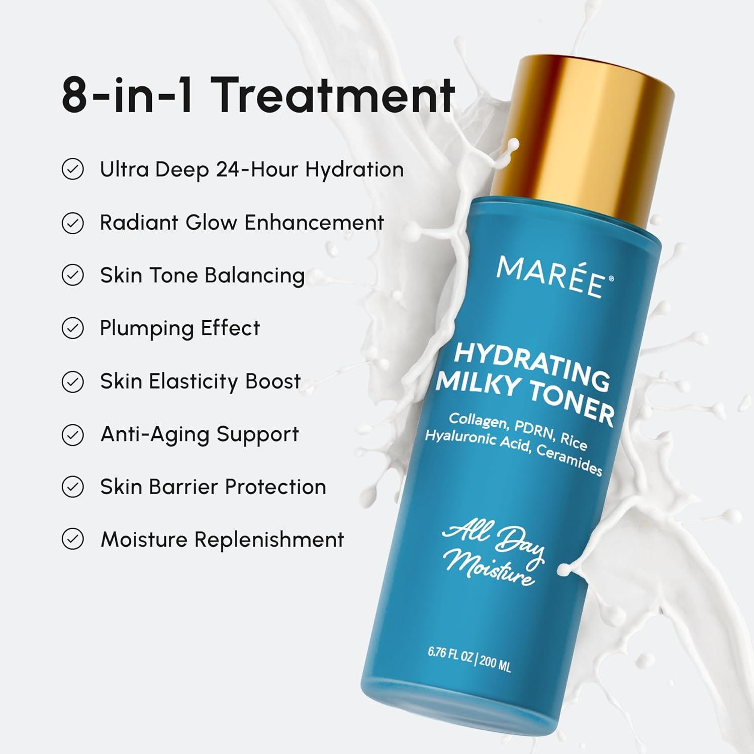 MAREE Exfoliating Toner with Salicylic Acid – AHA BHA Face Exfoliant & Pore Cleaner – BHA Liquid Exfoliant for Sebum & Dead Skin Care Remover – Face Exfoliator – Acido Salicilico Exfoliante Facial(Milky)