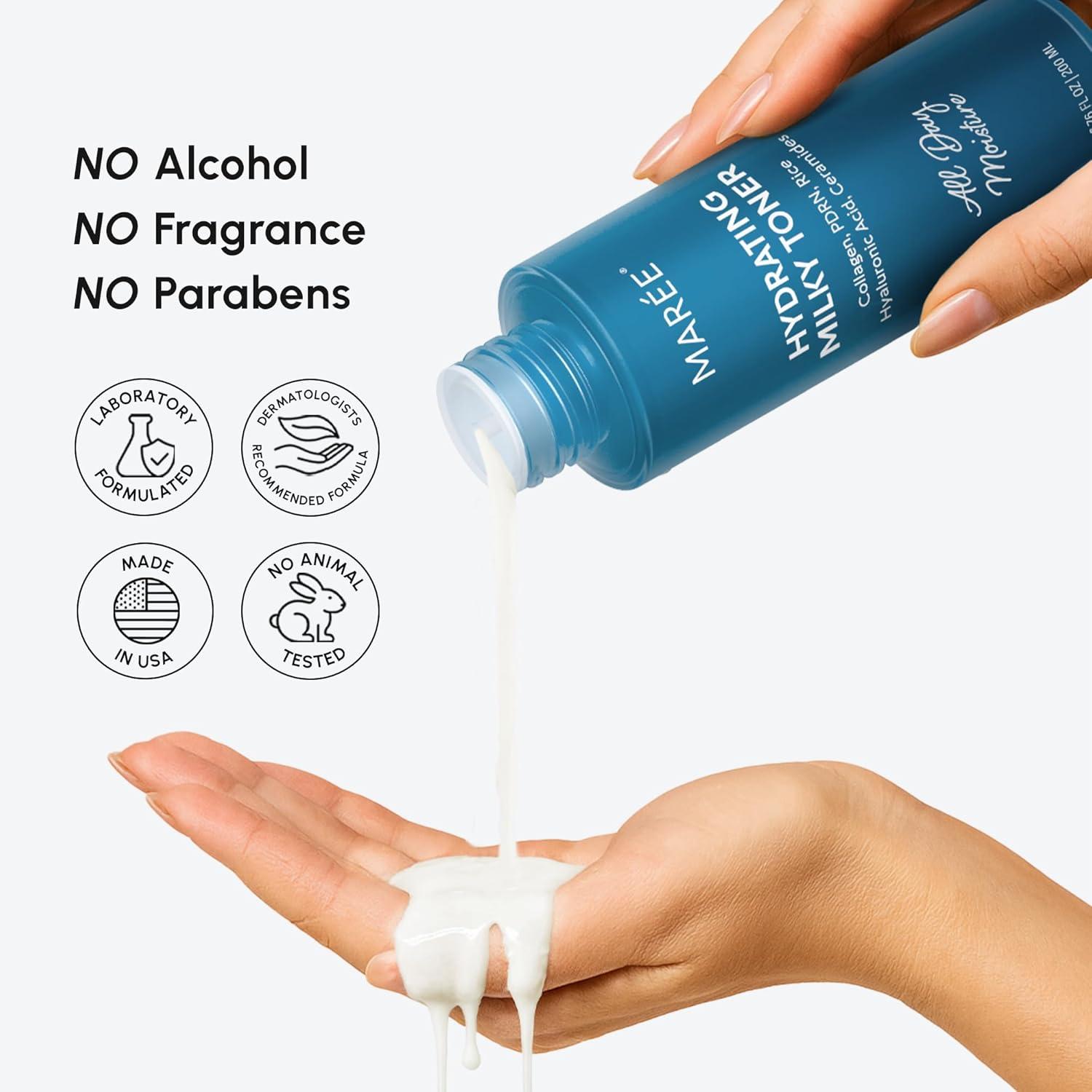 MAREE Exfoliating Toner with Salicylic Acid – AHA BHA Face Exfoliant & Pore Cleaner – BHA Liquid Exfoliant for Sebum & Dead Skin Care Remover – Face Exfoliator – Acido Salicilico Exfoliante Facial(Milky)