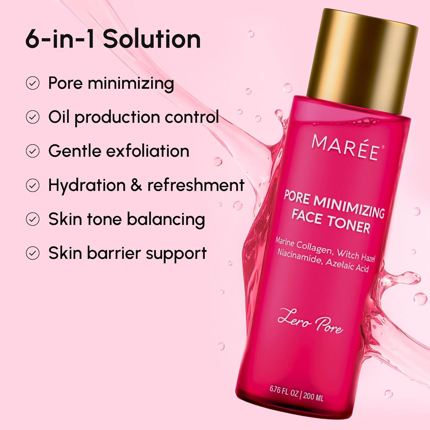 MAREE Exfoliating Toner with Salicylic Acid – AHA BHA Face Exfoliant & Pore Cleaner – BHA Liquid Exfoliant for Sebum & Dead Skin Care Remover – Face Exfoliator – Acido Salicilico Exfoliante Facial(Pore Minimizing)