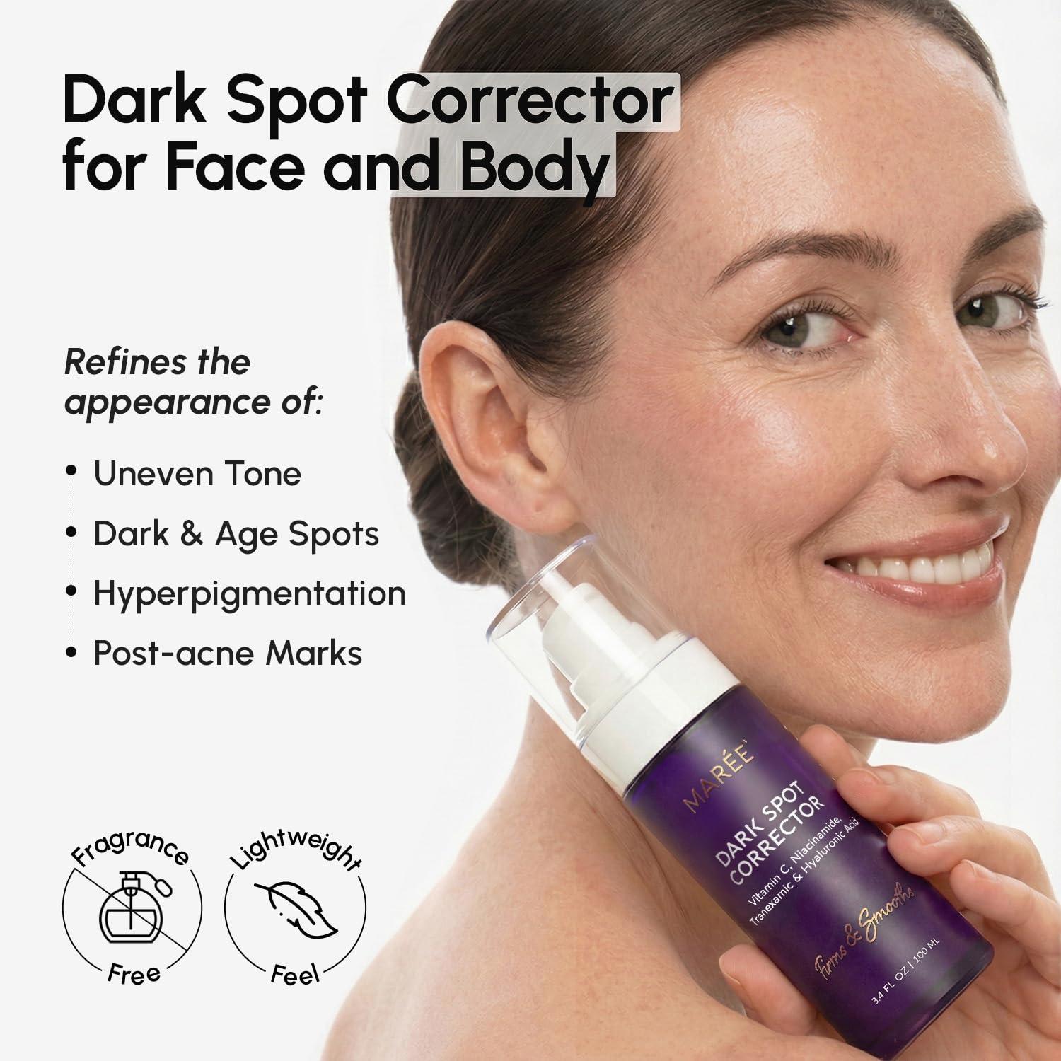 MAREE Dark Spot Remover for Face and Body – Dark Spot Corrector Serum – Hyperpigmentation, Melasma, Sun & Age Spots – Black & Brown Spot Remover for Women – Crema para Manchas Oscuras en la Cara(3.4 Fl Oz (Pack of 1))