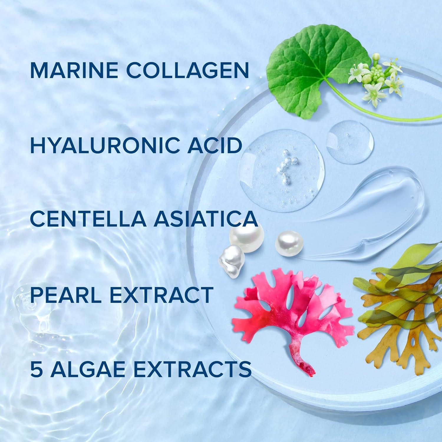 MAREE Collagen Facial Mask with Hyaluronic Acid — Sheet Face Mask Skincare — Centella Asiatica, Green & Red Algae Extract — Hydrating Facemask For Women Skin Care — Mascarillas Para La Cara — 6 Count(Multicolor)