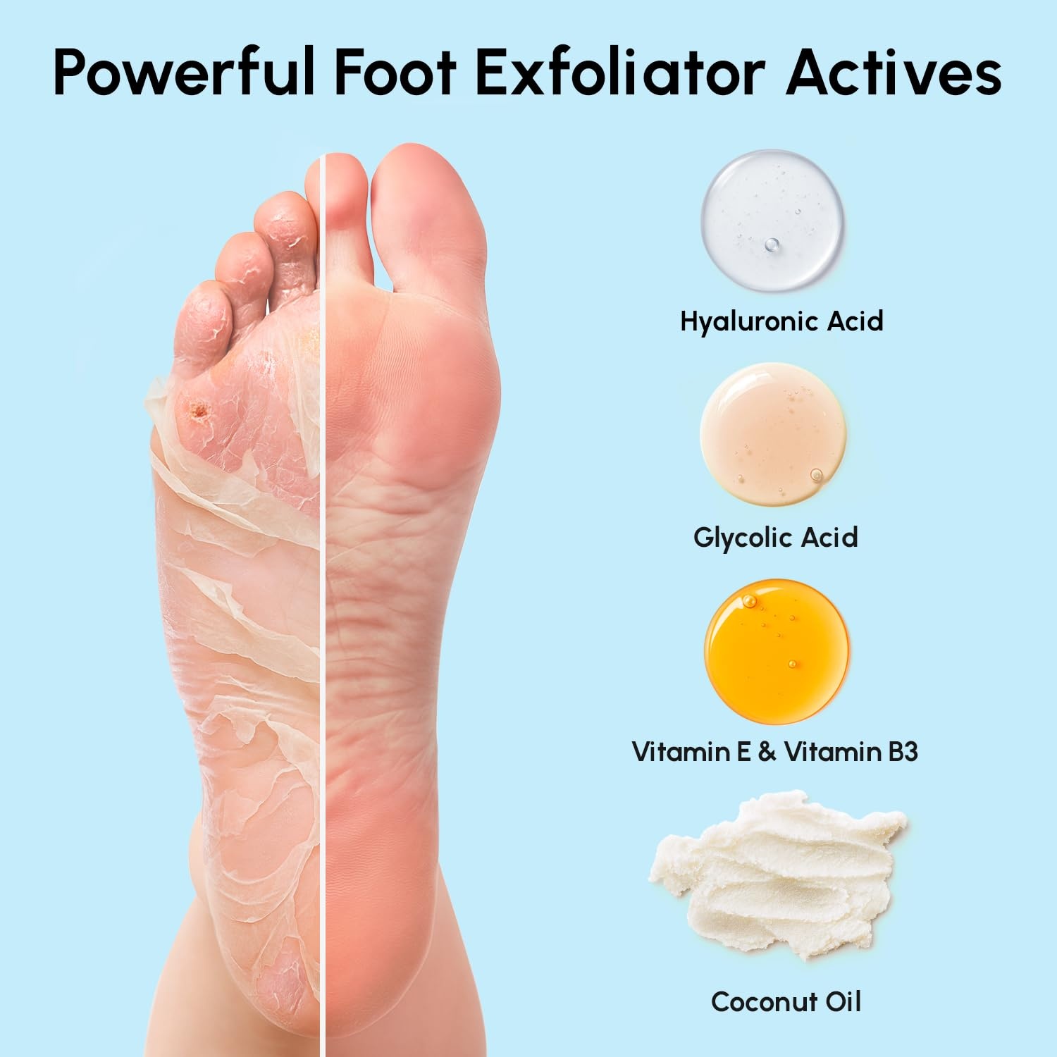 MAREE Foot Peeling Mask – 3-in-1 Foot Mask for Dry Cracked Feet, Callus Remover – Dead Skin Exfoliating Foot Peel Mask with Glycolic Acid – Moisturizing Socks for Men – Spa Self Care Gifts for Women(Coconut)