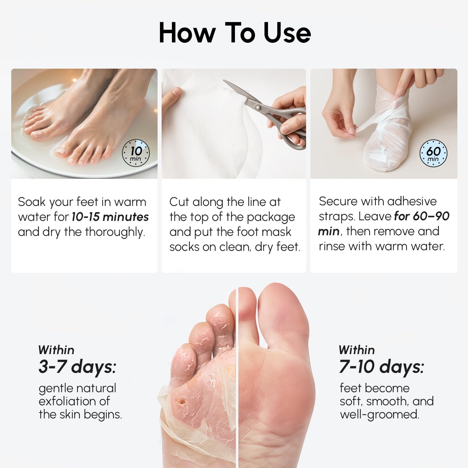 MAREE Foot Peeling Mask – 3-in-1 Foot Mask for Dry Cracked Feet, Callus Remover – Dead Skin Exfoliating Foot Peel Mask with Glycolic Acid – Moisturizing Socks for Men – Spa Self Care Gifts for Women(Coconut)