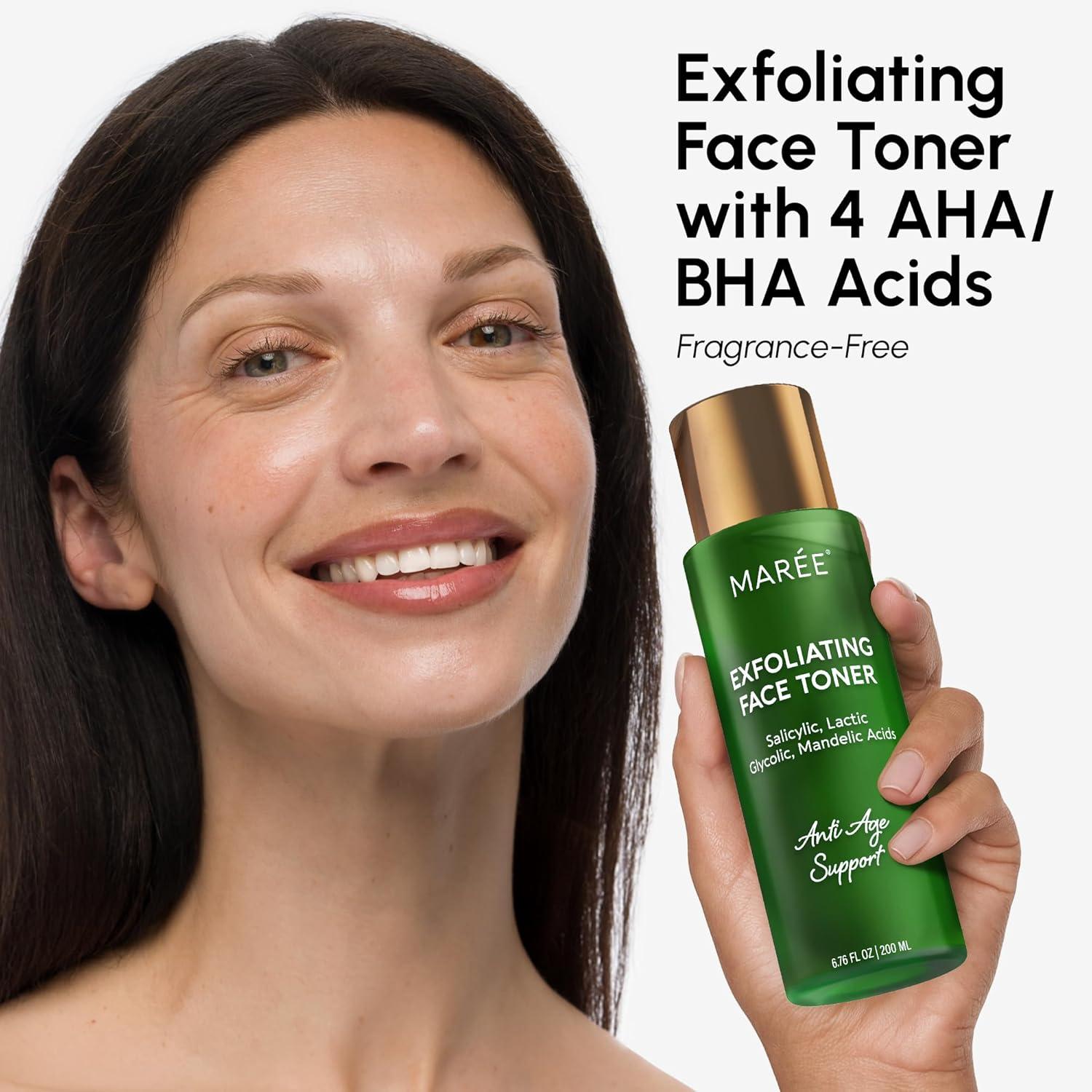 MAREE Exfoliating Toner with Salicylic Acid – AHA BHA Face Exfoliant & Pore Cleaner – BHA Liquid Exfoliant for Sebum & Dead Skin Care Remover – Face Exfoliator – Acido Salicilico Exfoliante Facial(Exfoliating)
