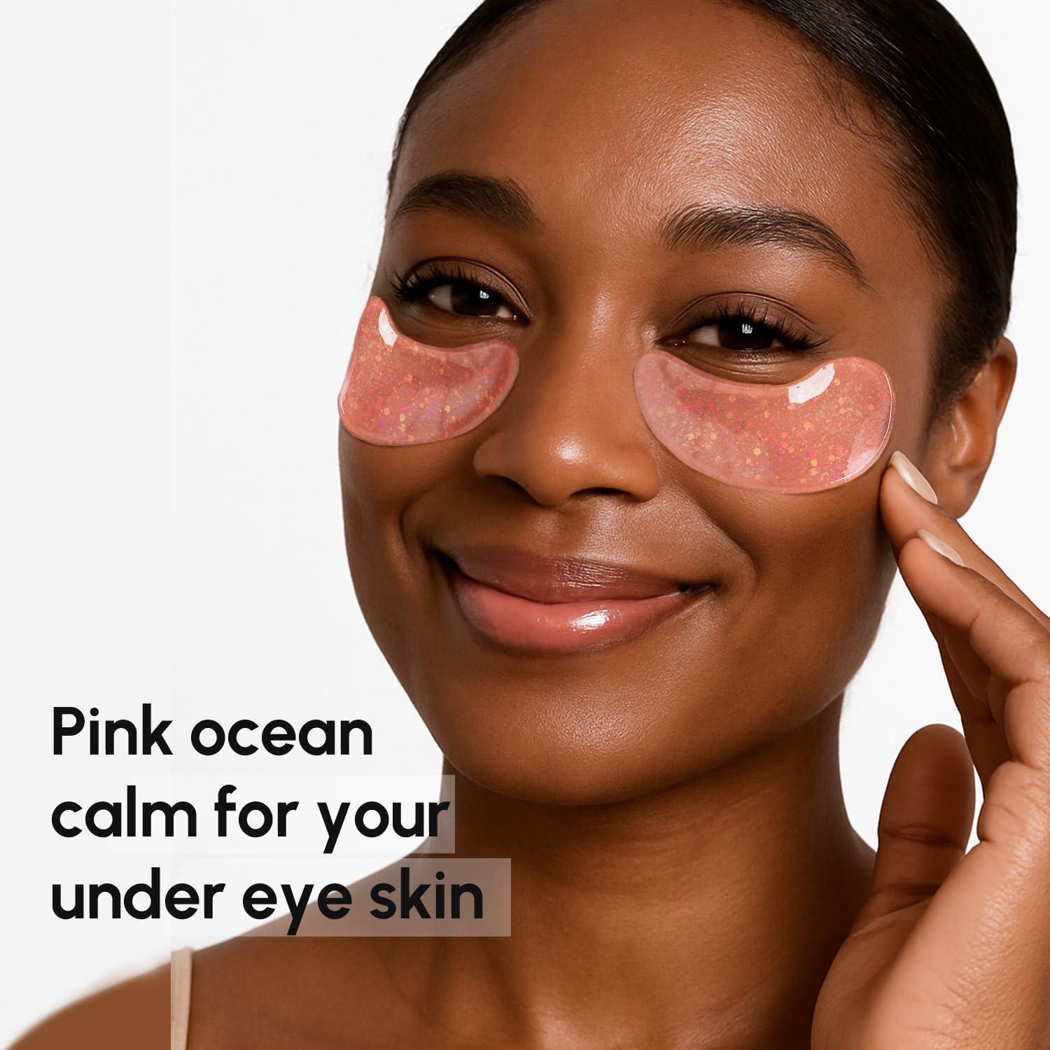 MAREE Eye Gels – Cooling Pads Under Eye Patches for Puffy Eyes and Dark Circles with Collagen & Hyaluronic Acid – Anti Wrinkles Under Eye Masks Skincare Treatment for Puffiness – Parches Para Ojeras(Pink)