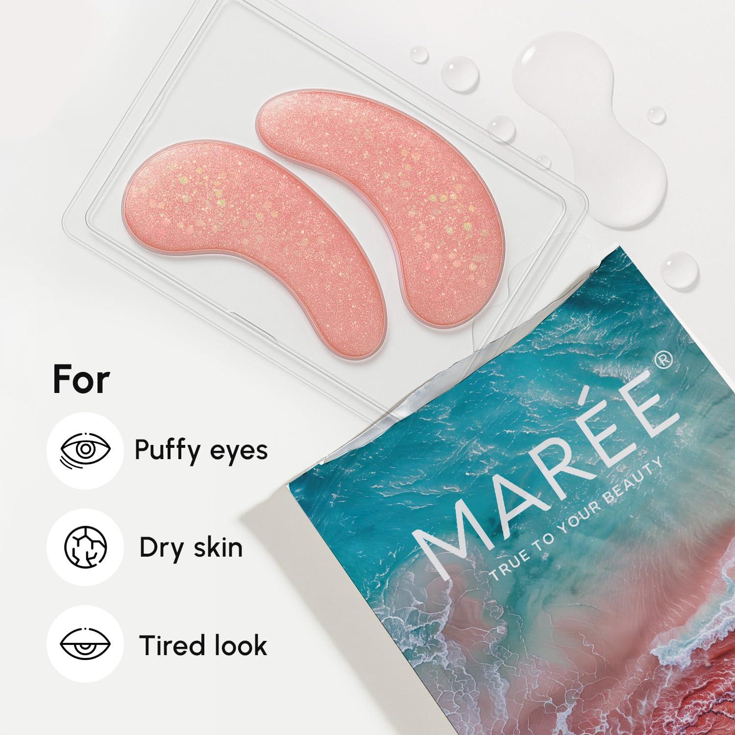 MAREE Eye Gels – Cooling Pads Under Eye Patches for Puffy Eyes and Dark Circles with Collagen & Hyaluronic Acid – Anti Wrinkles Under Eye Masks Skincare Treatment for Puffiness – Parches Para Ojeras(Pink)