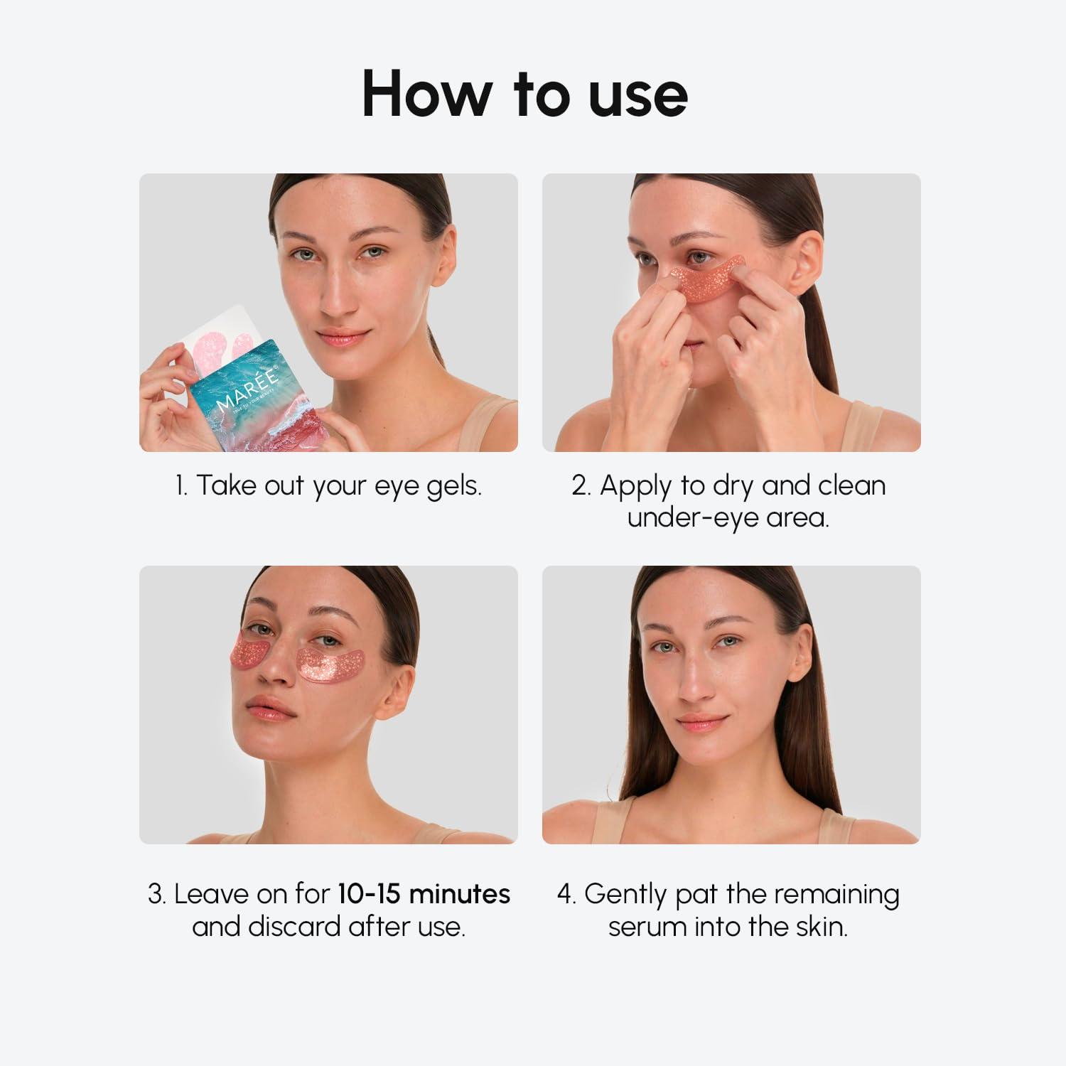 MAREE Eye Gels – Cooling Pads Under Eye Patches for Puffy Eyes and Dark Circles with Collagen & Hyaluronic Acid – Anti Wrinkles Under Eye Masks Skincare Treatment for Puffiness – Parches Para Ojeras(Pink)