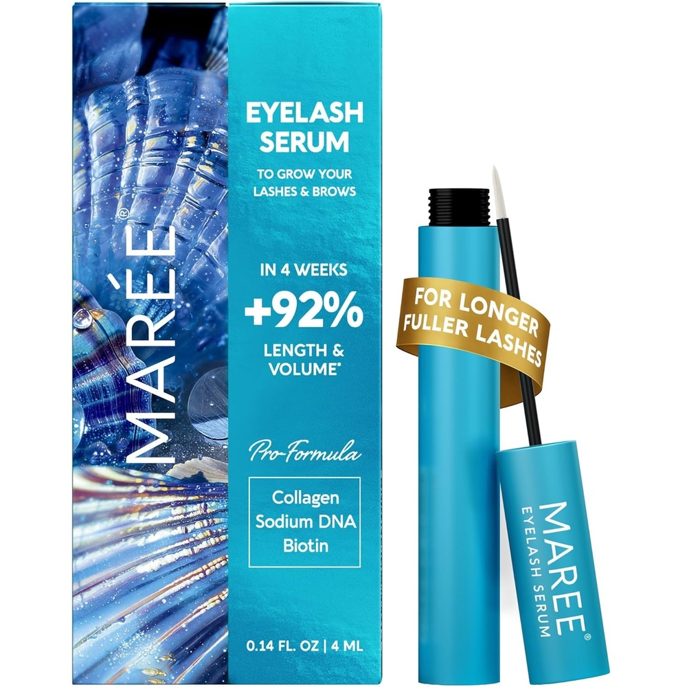MAREE Eyelash Serum To Grow Lashes & Brows – Eye Lash Serum for Eyelash Growth Without Prostaglandin – Rapid Enhancing Lash Growth Eyebrow Boost Oil – Sérum De Pestañas Suero Para Pestañas Crecimiento(Blue)