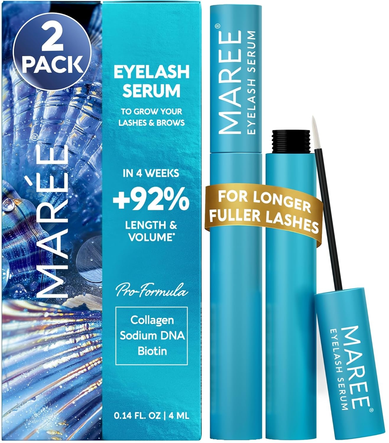 MAREE Eyelash Serum To Grow Lashes & Brows – Eye Lash Serum for Eyelash Growth Without Prostaglandin – Rapid Enhancing Lash Growth Eyebrow Boost Oil – Sérum De Pestañas Suero Para Pestañas Crecimiento(Blue)