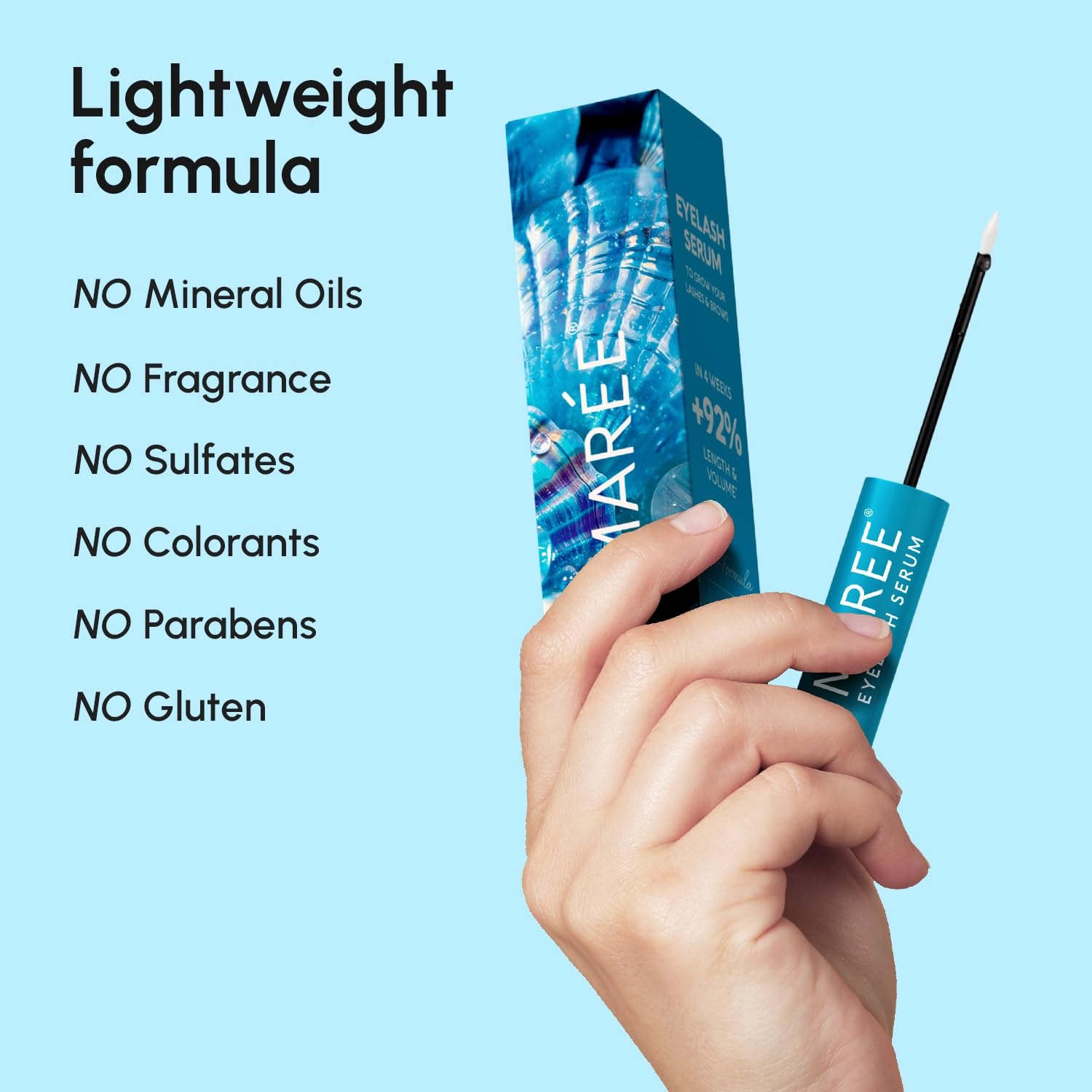 MAREE Eyelash Serum To Grow Lashes & Brows – Eye Lash Serum for Eyelash Growth Without Prostaglandin – Rapid Enhancing Lash Growth Eyebrow Boost Oil – Sérum De Pestañas Suero Para Pestañas Crecimiento(Blue)