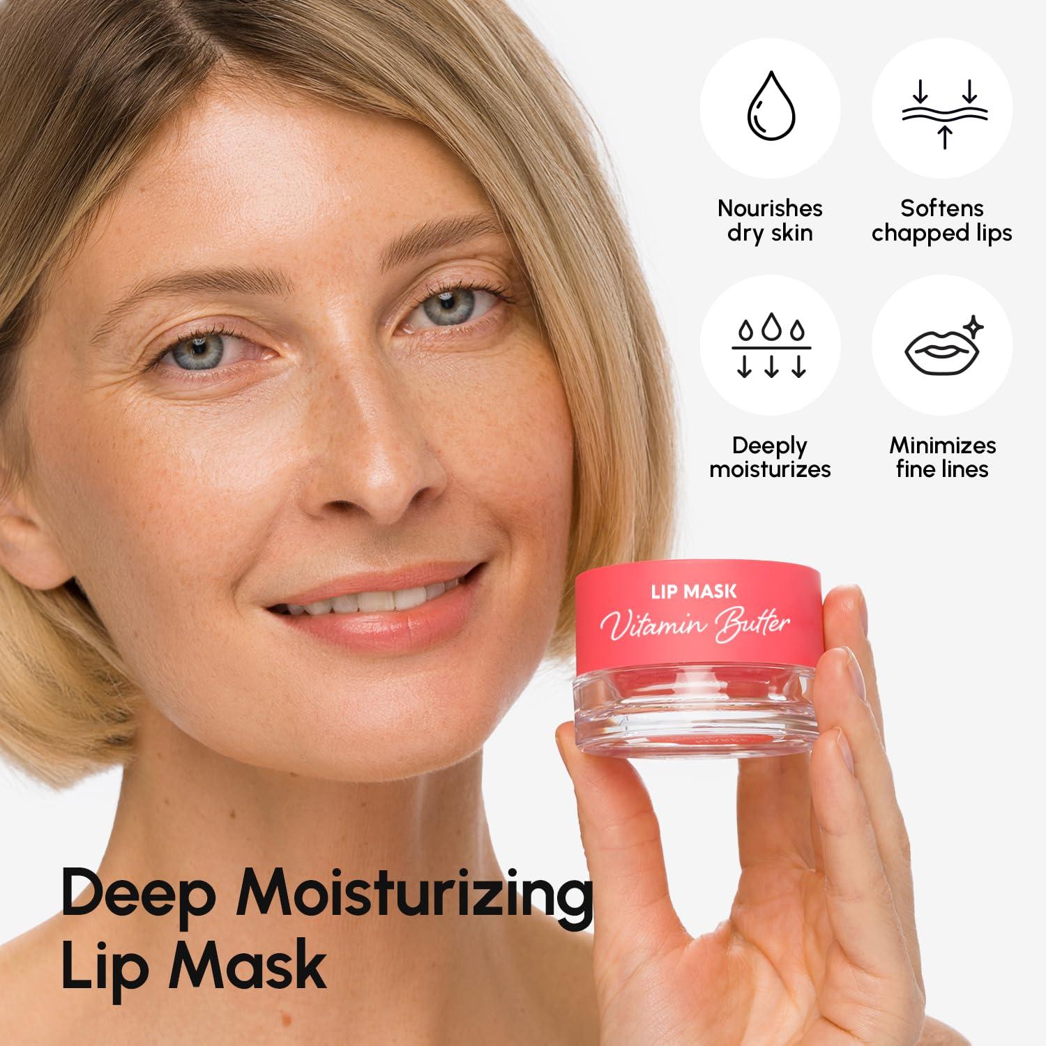 MAREE Lip Mask Overnight – Lip Moisturizer For Very Dry Lips – Hydrating Lip Butter Balm with Hyaluronic Acid & Collagen – Overnight Lip Treatment – Lip Sleeping Mask Repair – Hidratante de Labios(Lip Mask 2 Pack)