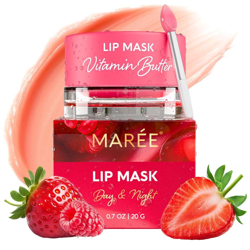 MAREE Lip Mask Overnight – Lip Moisturizer For Very Dry Lips – Hydrating Lip Butter Balm with Hyaluronic Acid & Collagen – Overnight Lip Treatment – Lip Sleeping Mask Repair – Hidratante de Labios(Lip Mask)
