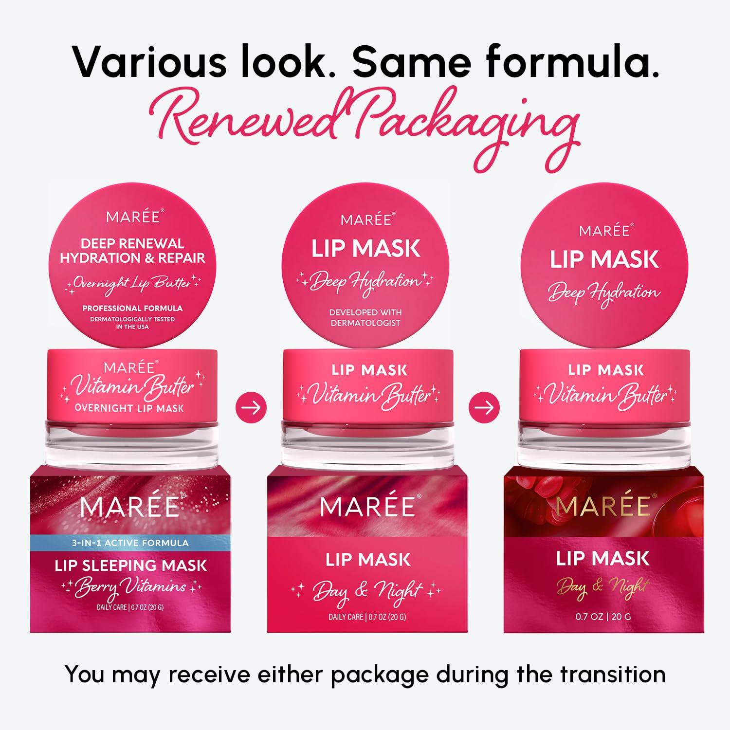 MAREE Lip Mask Overnight – Lip Moisturizer For Very Dry Lips – Hydrating Lip Butter Balm with Hyaluronic Acid & Collagen – Overnight Lip Treatment – Lip Sleeping Mask Repair – Hidratante de Labios(Lip Mask)