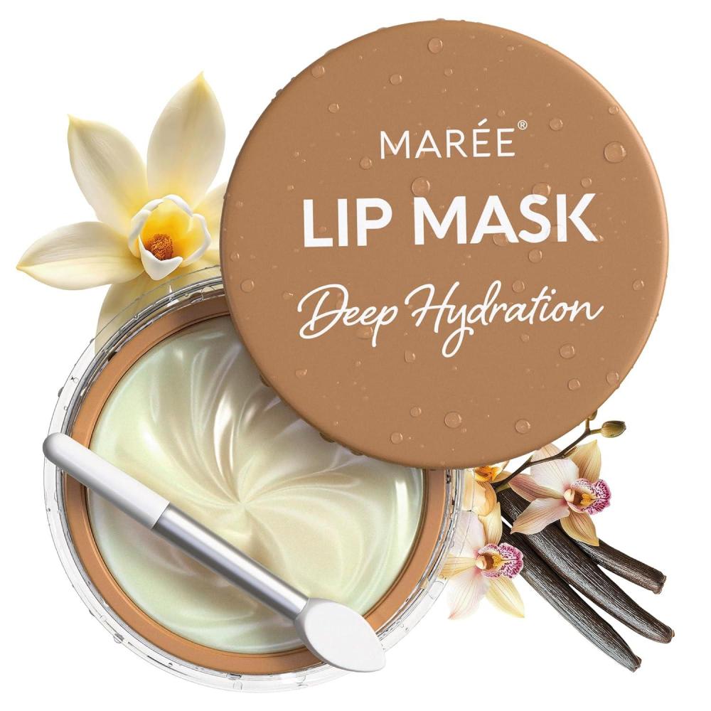MAREE Lip Mask Overnight – Lip Moisturizer For Very Dry Lips – Hydrating Lip Butter Balm with Hyaluronic Acid & Collagen – Overnight Lip Treatment – Lip Sleeping Mask Repair – Hidratante de Labios(Vanilla Lip Mask)