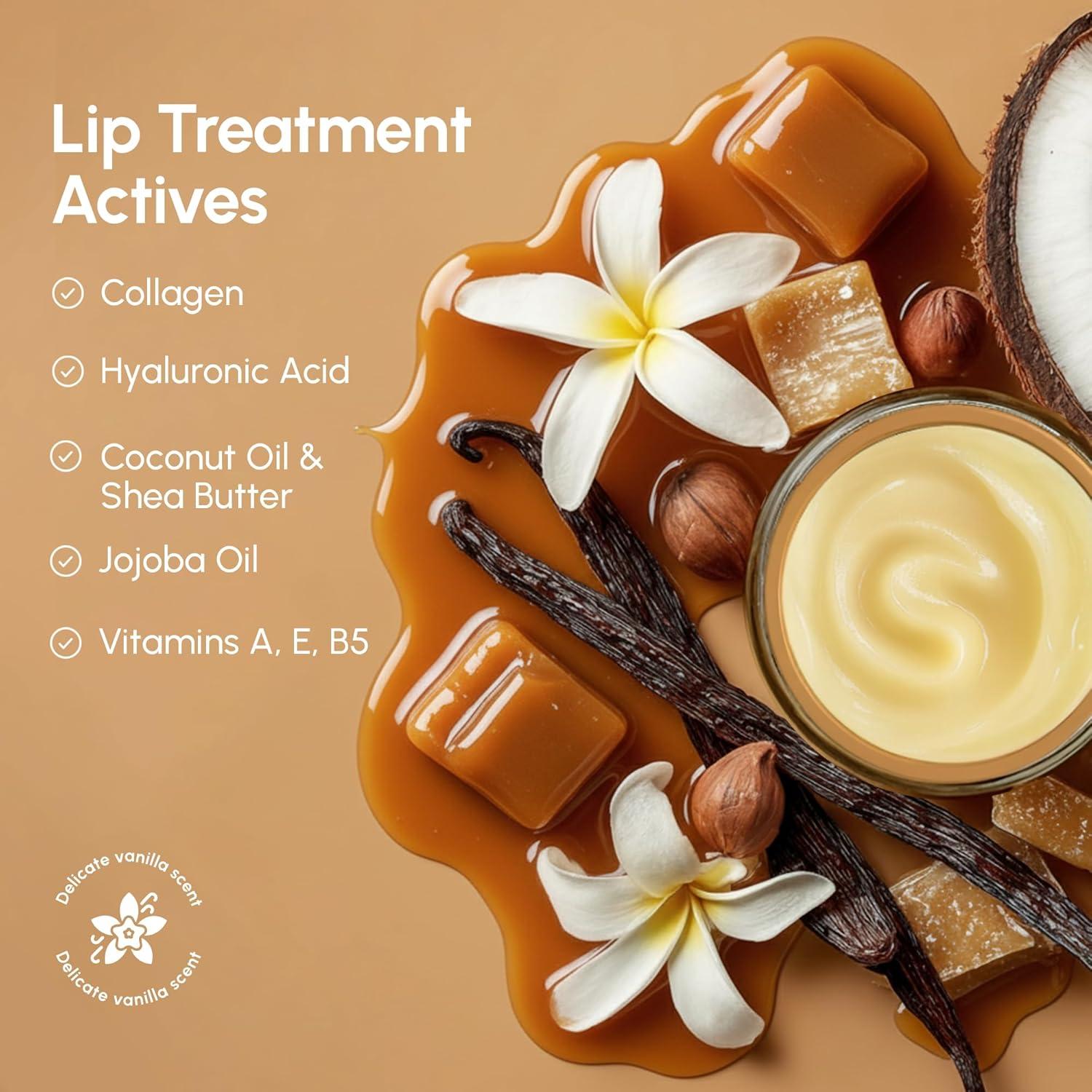 MAREE Lip Mask Overnight – Lip Moisturizer For Very Dry Lips – Hydrating Lip Butter Balm with Hyaluronic Acid & Collagen – Overnight Lip Treatment – Lip Sleeping Mask Repair – Hidratante de Labios(Vanilla Lip Mask)