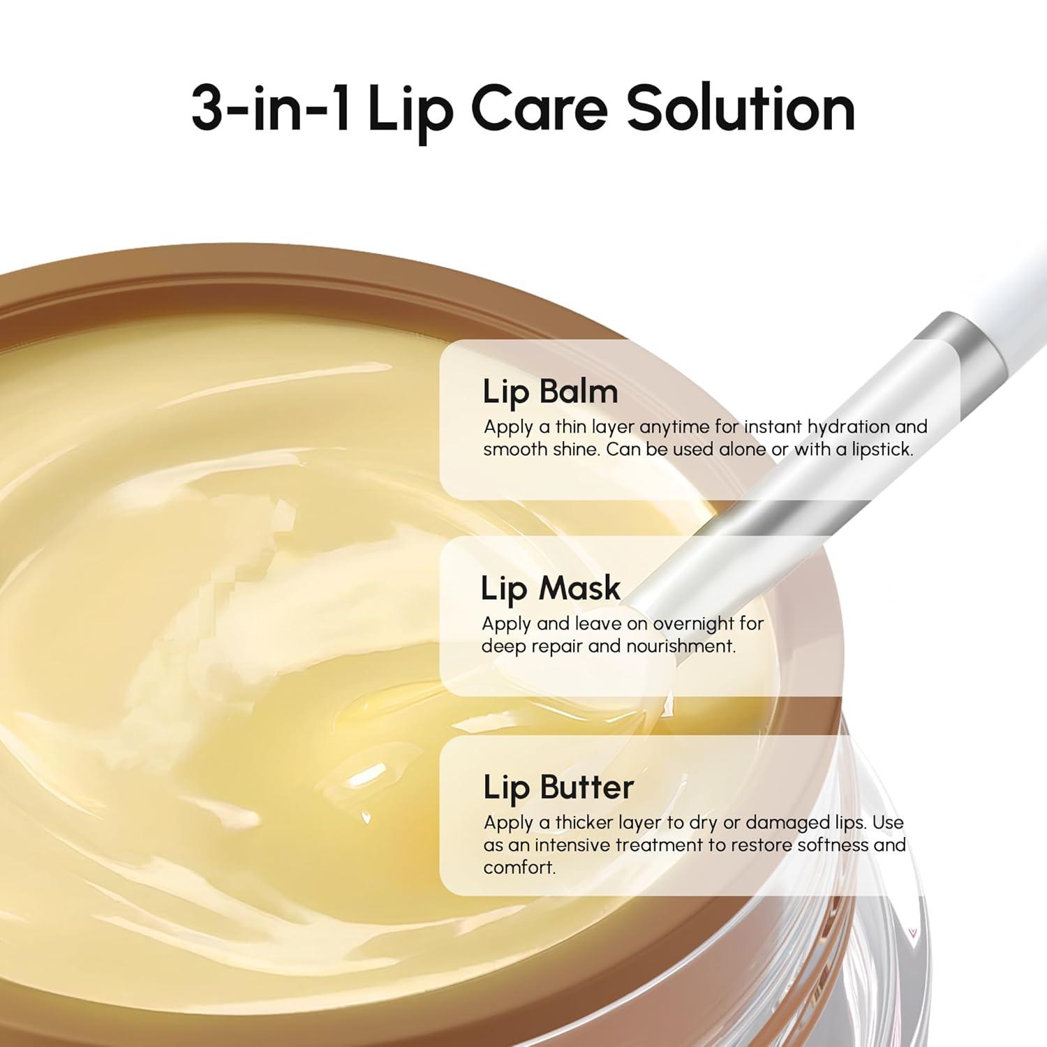 MAREE Lip Mask Overnight – Lip Moisturizer For Very Dry Lips – Hydrating Lip Butter Balm with Hyaluronic Acid & Collagen – Overnight Lip Treatment – Lip Sleeping Mask Repair – Hidratante de Labios(Vanilla Lip Mask)