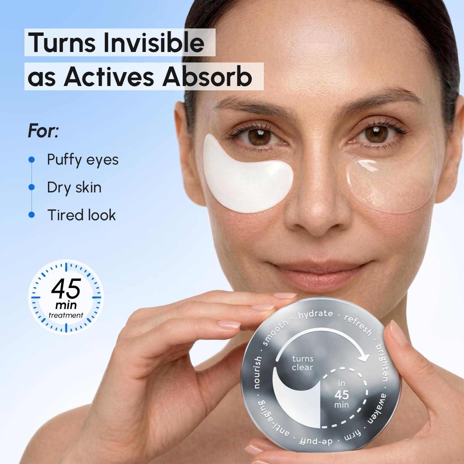 MAREE Invisible Under Eye Patches for Puffy Eyes and Dark Circles with Peptide Collagen, Caffeine & Retinol – Eye Masks for Women & Men for Undereye Bags & Puffiness Reducing – Parches para Ojeras(60 Count (Pack of 1))