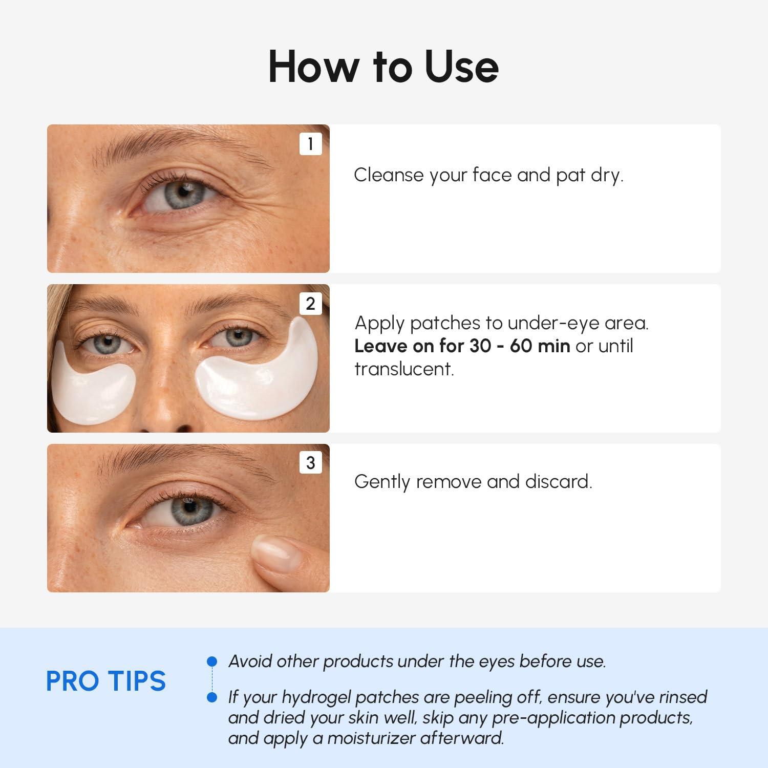 MAREE Invisible Under Eye Patches for Puffy Eyes and Dark Circles with Peptide Collagen, Caffeine & Retinol – Eye Masks for Women & Men for Undereye Bags & Puffiness Reducing – Parches para Ojeras(60 Count (Pack of 1))