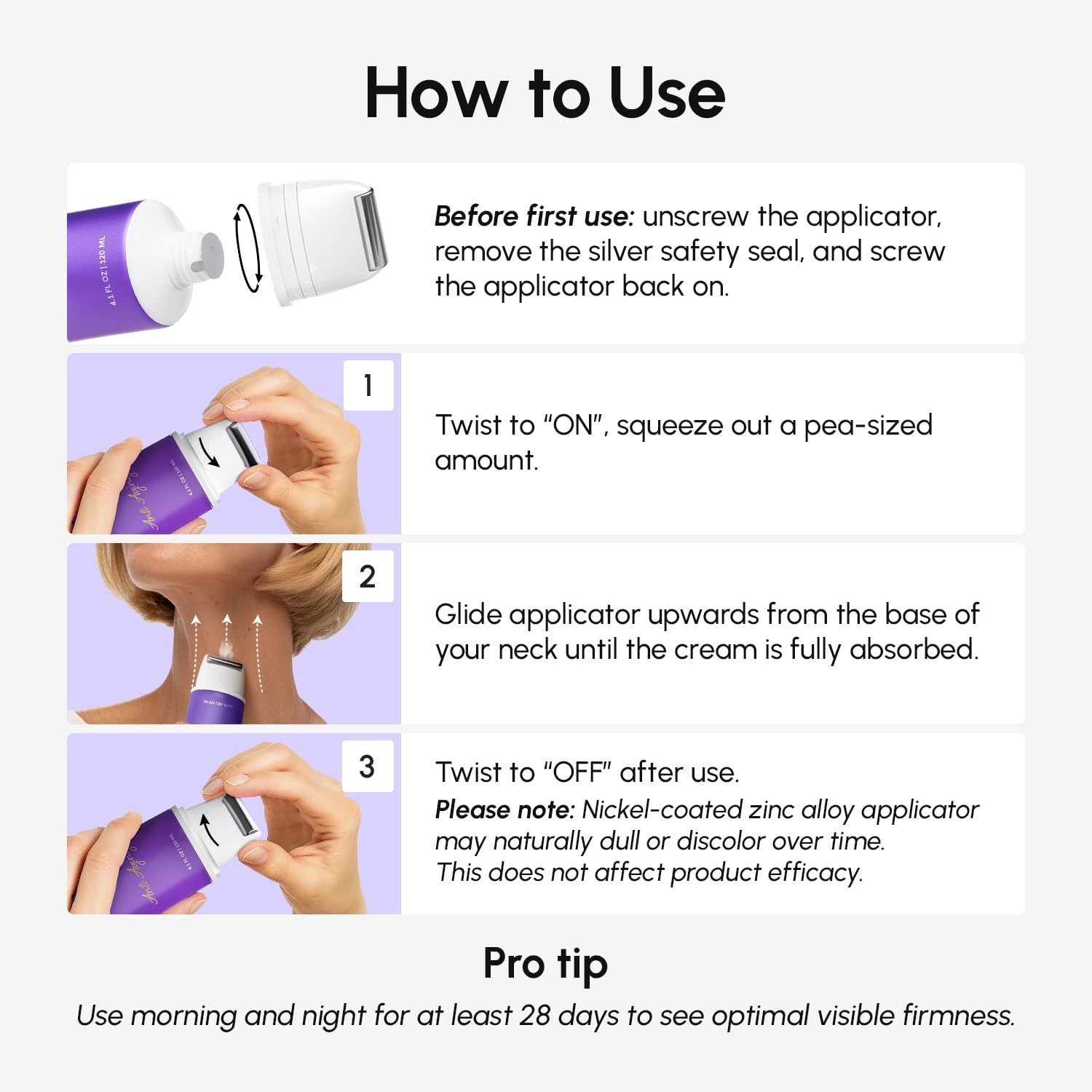 MAREE Neck Cream with Roller – Firming Neck Cream with 3D Collagen & AH-8(Purple)
