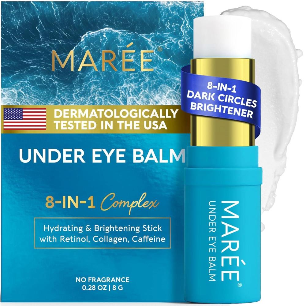 MAREE Under Eye Balm Stick Hydrating – Retinol Caffeine Under Eye Brightener Stick for Older Women – Collagen Undereye Cream for Dark Circles & Wrinkles – Skin Care Treatment Moisturizer(Blue)