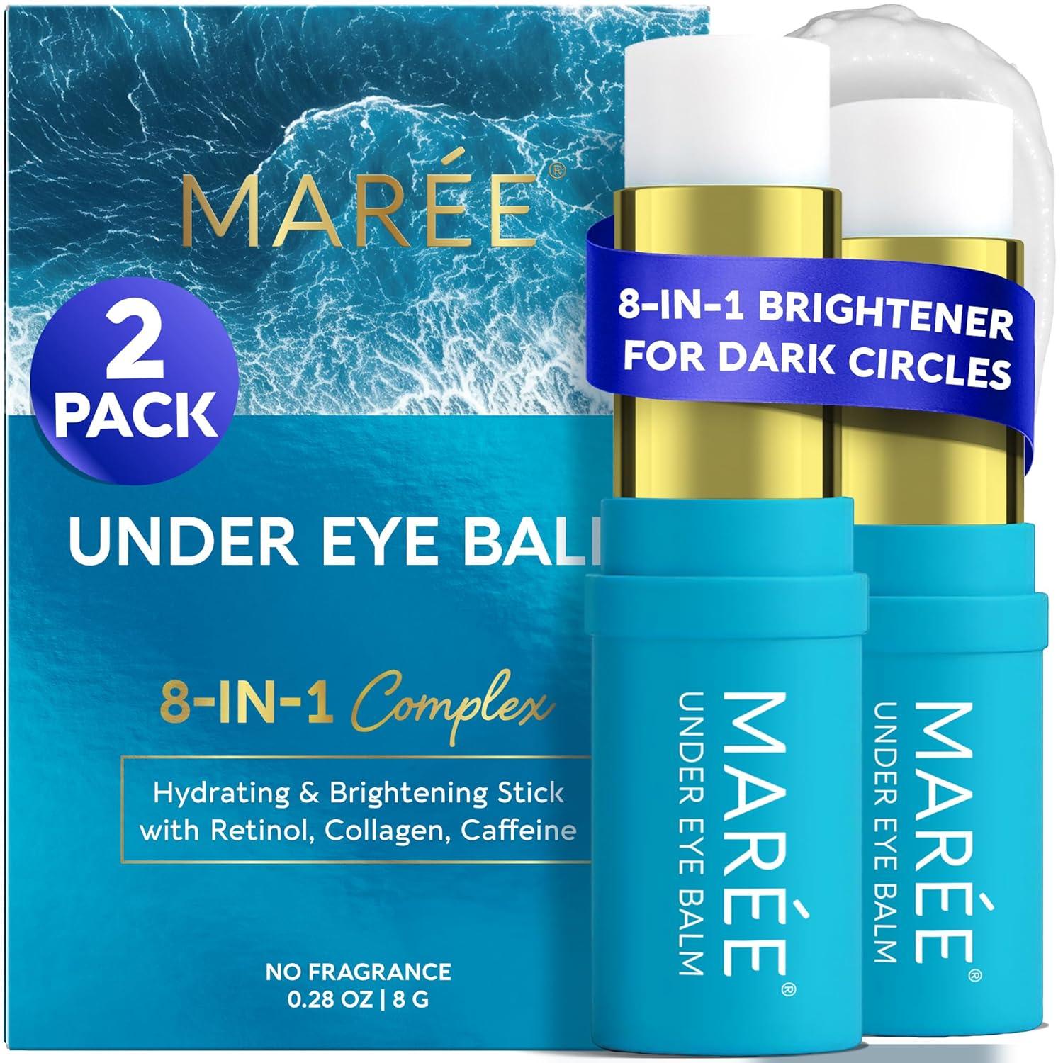 MAREE Under Eye Balm Stick Hydrating – Retinol Caffeine Under Eye Brightener Stick for Older Women – Collagen Undereye Cream for Dark Circles & Wrinkles – Skin Care Treatment Moisturizer(Blue)