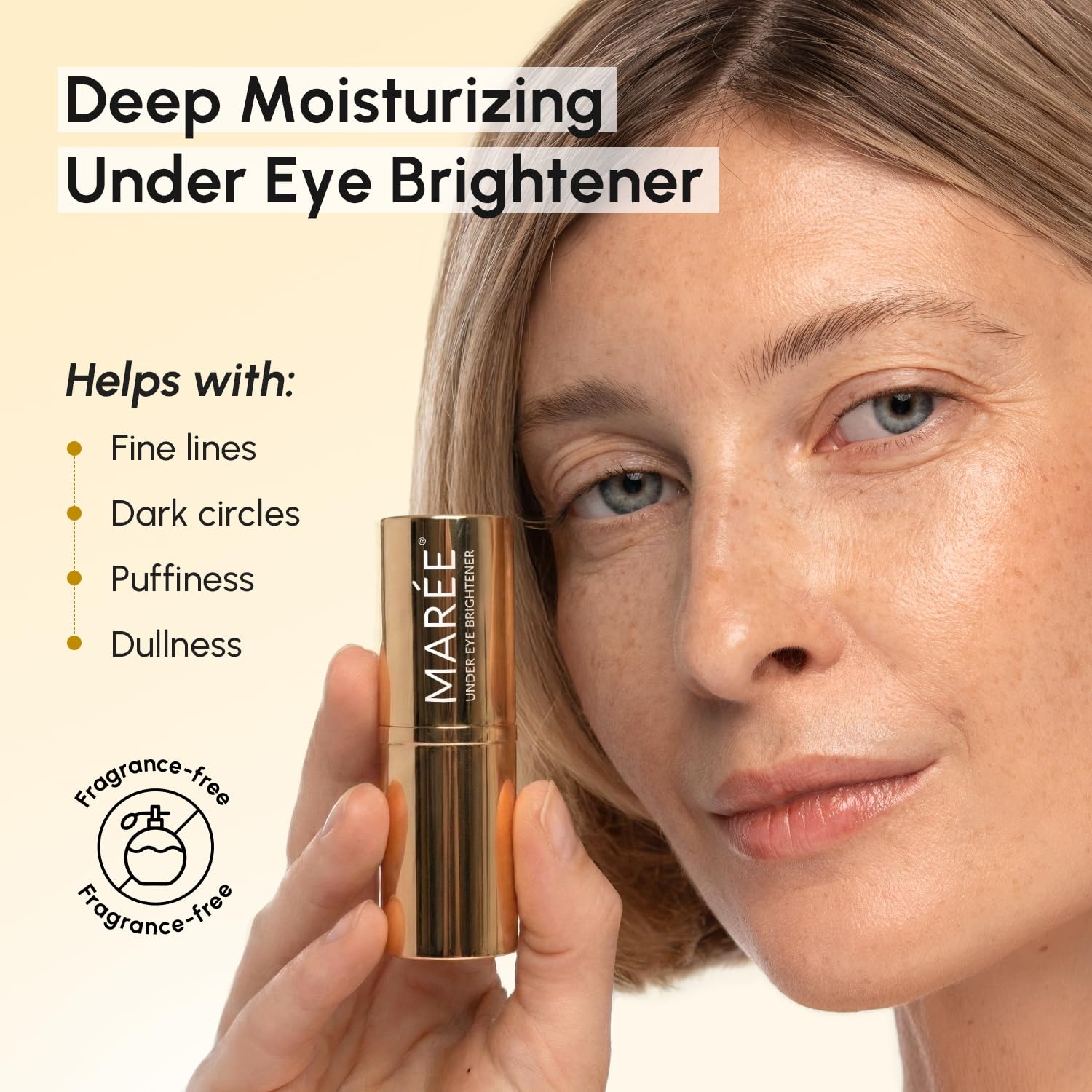 MAREE Under Eye Balm Stick Hydrating – Retinol Caffeine Under Eye Brightener Stick for Older Women – Collagen Undereye Cream for Dark Circles & Wrinkles – 0.28 Ounce, Gold(Gold)