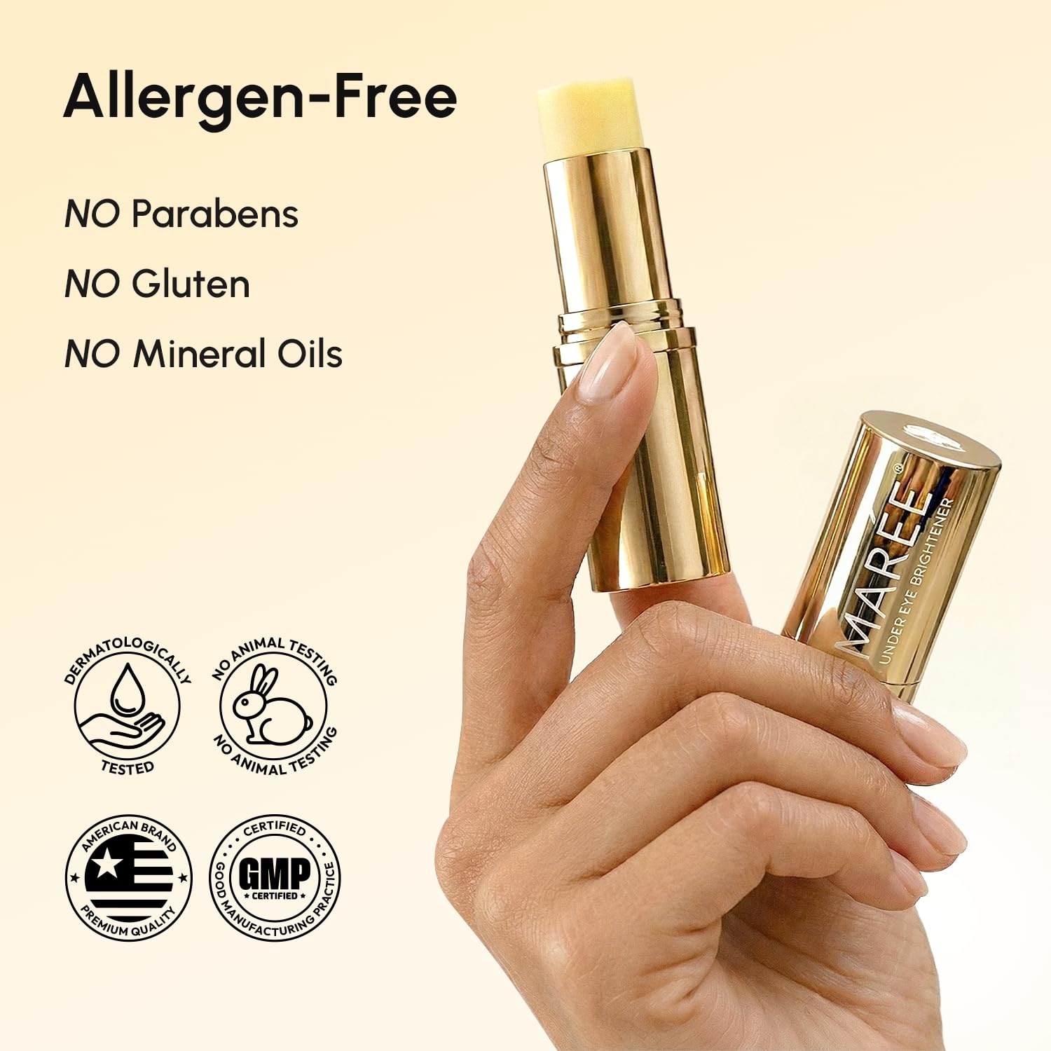 MAREE Under Eye Balm Stick Hydrating – Retinol Caffeine Under Eye Brightener Stick for Older Women – Collagen Undereye Cream for Dark Circles & Wrinkles – 0.28 Ounce, Gold(Gold)