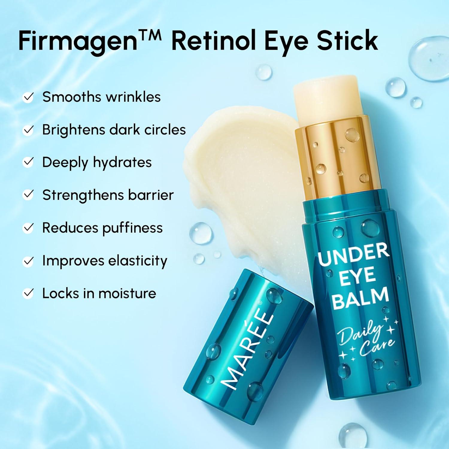 MAREE Under Eye Balm Stick with Retinol & Ceramide Complex – Facial Moisturizer for Dark Circles & Wrinkles – Under Eye Brightener Stick, Anti-Wrinkle Hydrating Face Skincare(0.35 Ounce (Pack of 2))
