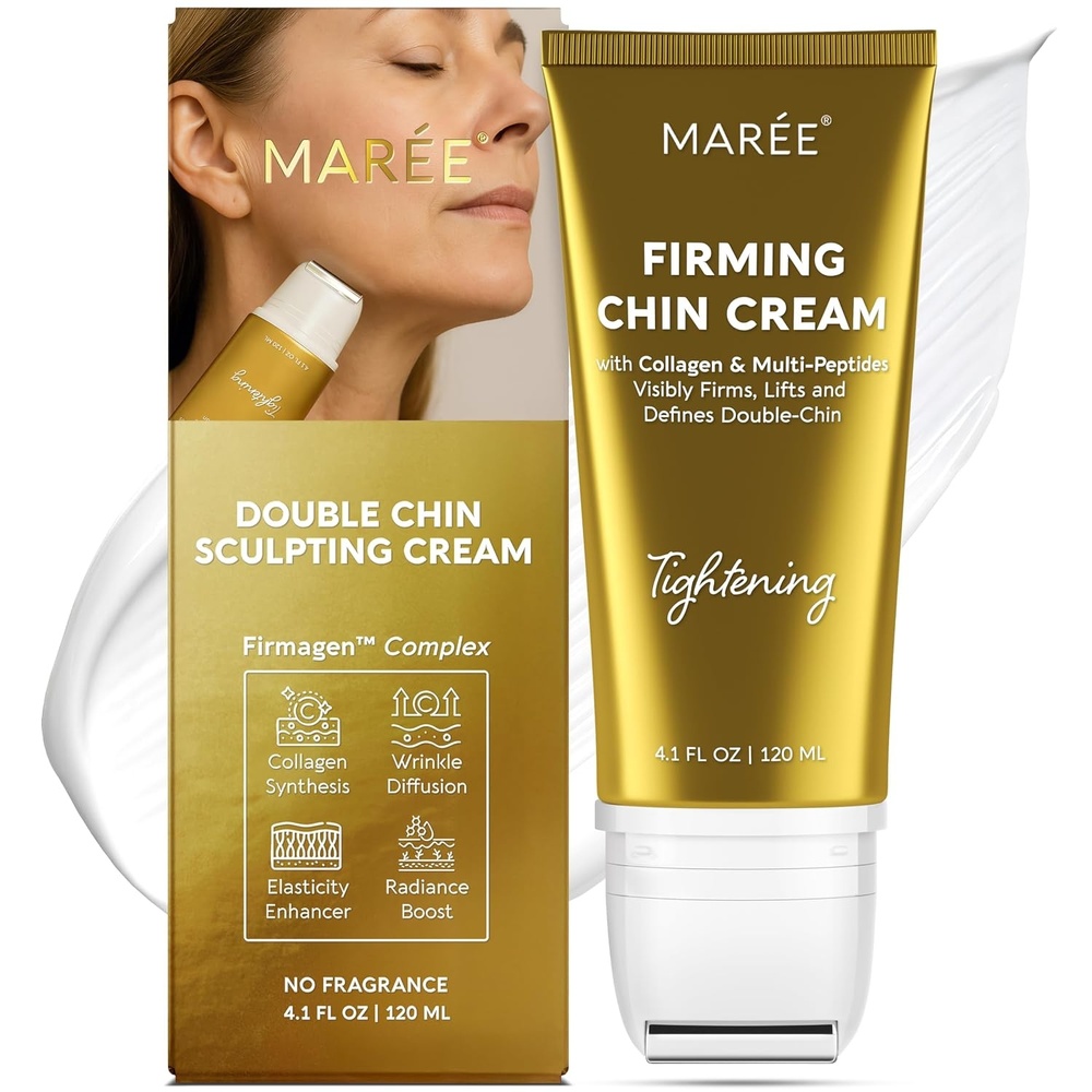 MAREE Neck Cream with Roller – Firming Neck Cream with 3D Collagen & AH-8(Gold)