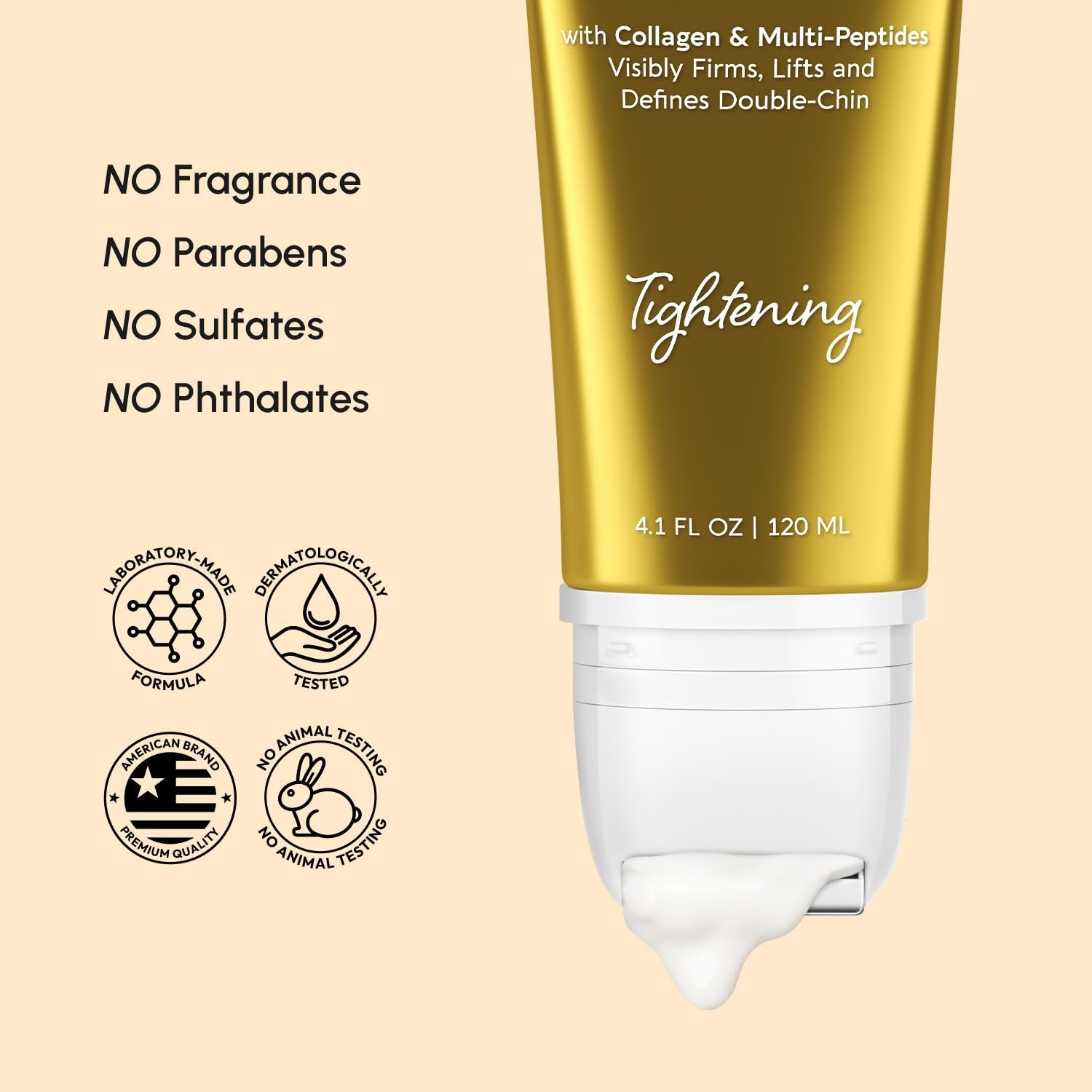 MAREE Neck Cream with Roller – Firming Neck Cream with 3D Collagen & AH-8(Gold)