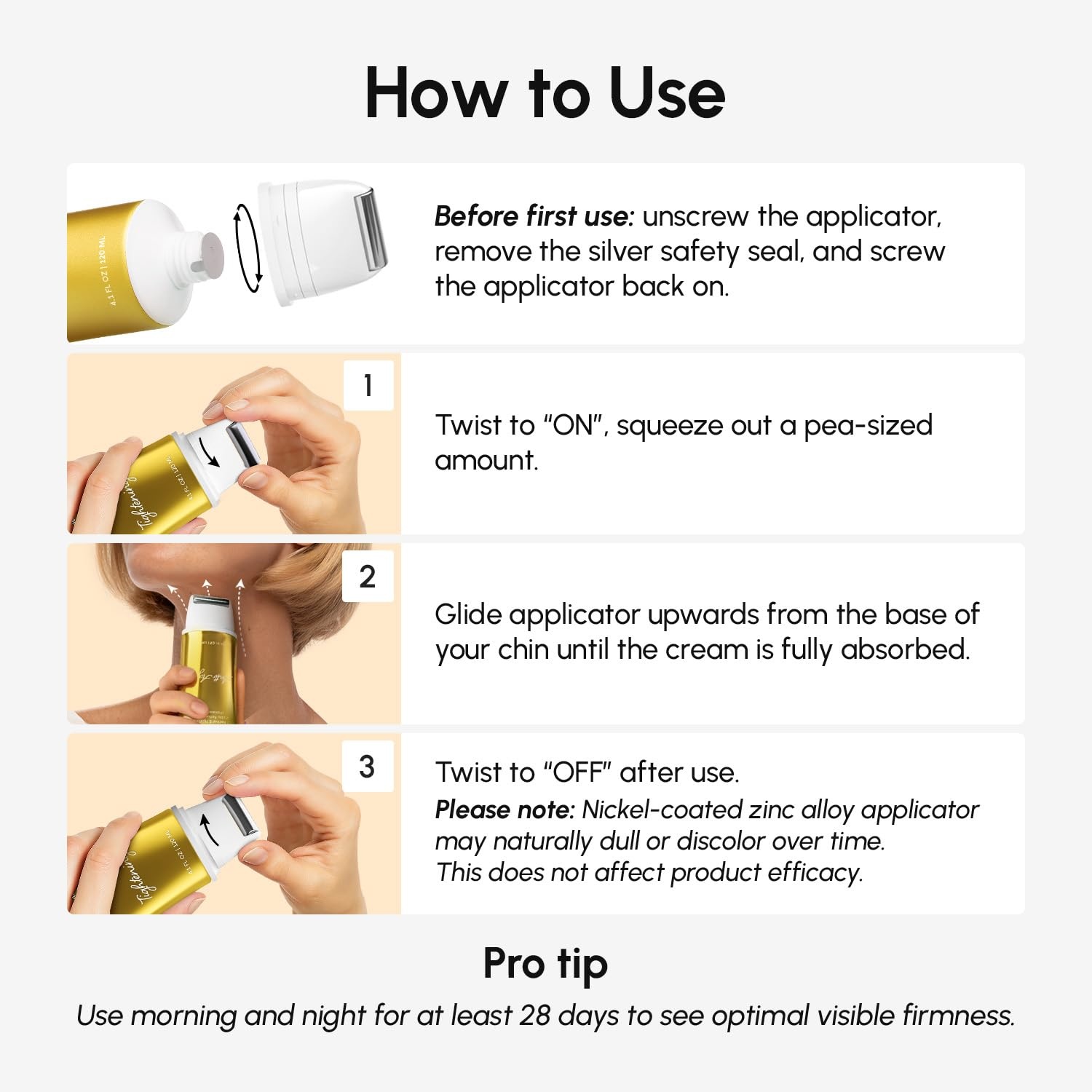 MAREE Neck Cream with Roller – Firming Neck Cream with 3D Collagen & AH-8(Gold)