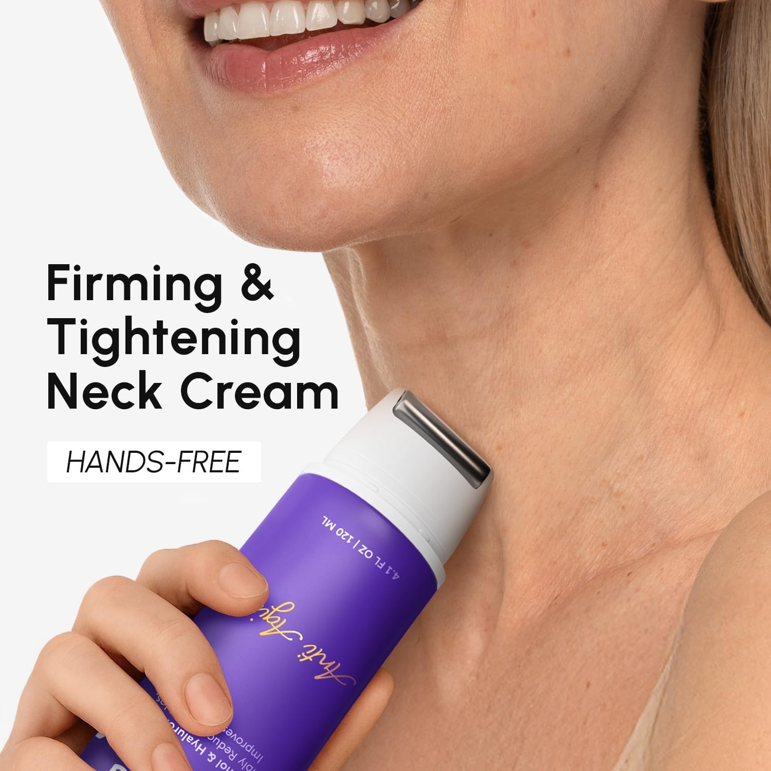 MAREE Neck Cream with Face Roller – Neck Creams For Tightening and Firming – Pro Retinol & AH-8 Firming Neck Cream Roller – Face Double Chin Wrinkle Cream for Women – Crema Reafirmante Para el Cuello(Purple)