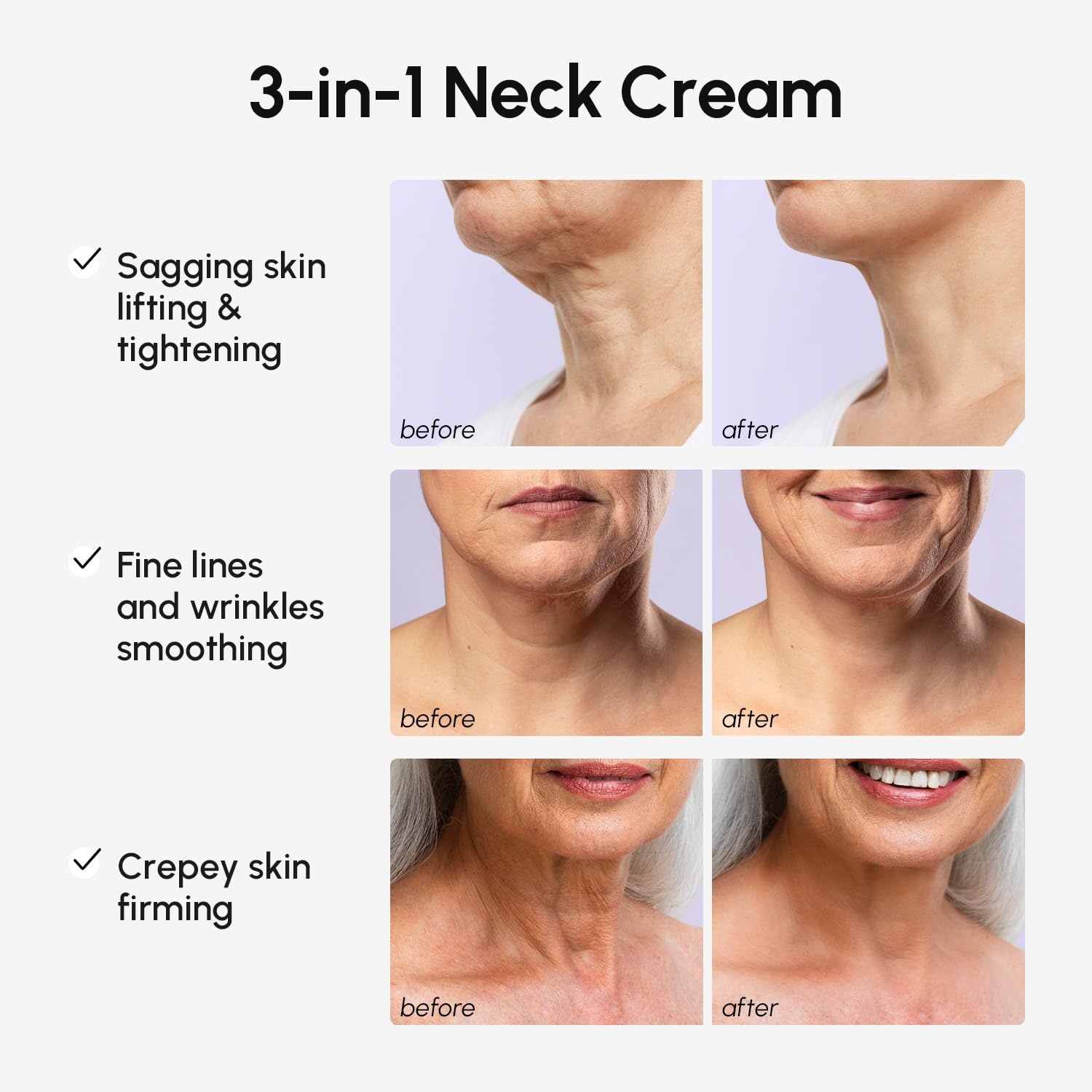 MAREE Neck Cream with Face Roller – Neck Creams For Tightening and Firming – Pro Retinol & AH-8 Firming Neck Cream Roller – Face Double Chin Wrinkle Cream for Women – Crema Reafirmante Para el Cuello(Purple)